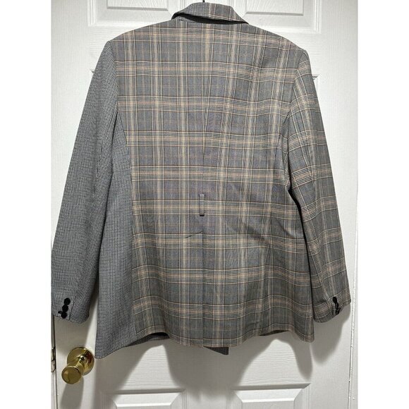 Tibi Two Tone Check Plaid Steward Double Breasted Blazer Women's 12 Chic NO BELT - Picture 6 of 13